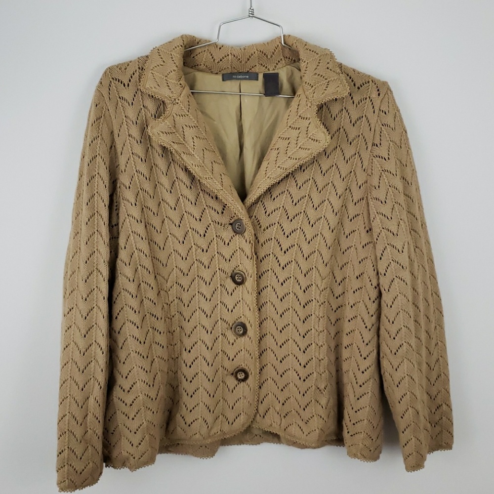 Liz Claiborne Knit Tan Coat 2X Lined Jacket